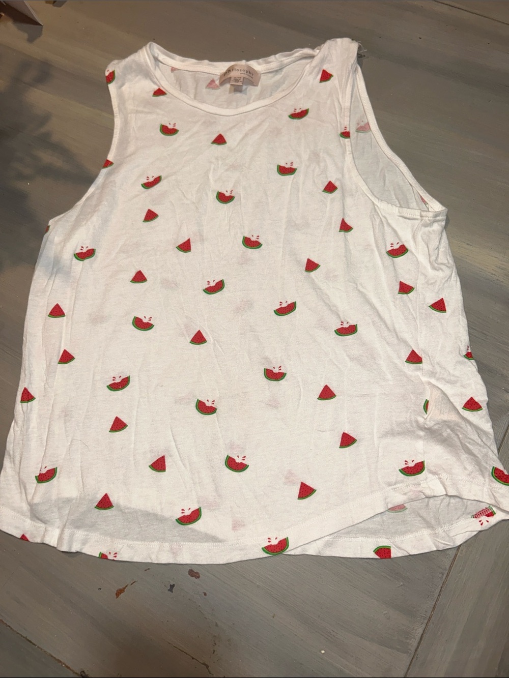 Philosophy Womens White Tank Top with Red & Green Watermelon Print Size XL
